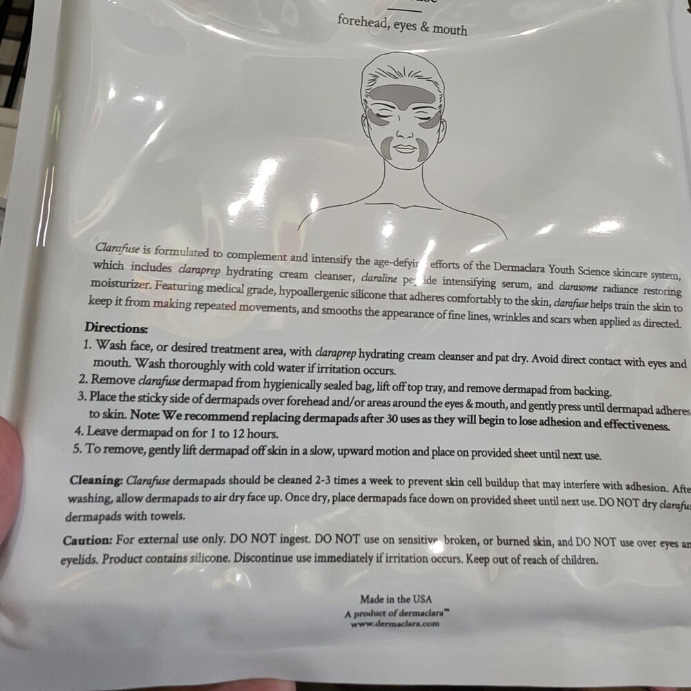 Dermaclara Clarafuse Face Silicone Dermapads Forehead Eyes Mouth 5pk New - Picture 4 of 8